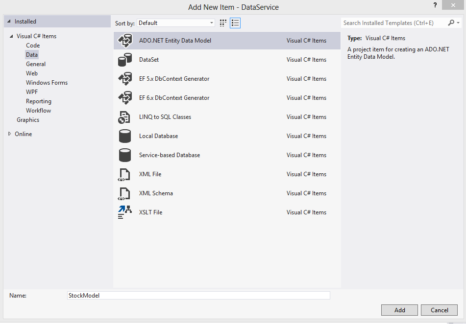 Creating DataModel with SQLite